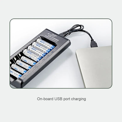 Rechargeable Battery Charger USB Output 8 Slots Fast Charging Short Circuit Protection for 1.2V NiMH AAA/AA Batteries Charger