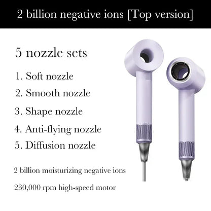 Sèche-cheveux Super Hair Dryer 220V sans balais, soin capillaire personnel, coiffage, outil à ions négatifs, programme de séchage, sèche-cheveux électrique à ions négatifs