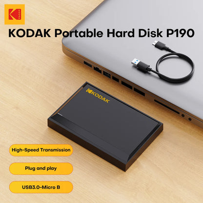 KODAK P190 Portable External Hard Drive 500GB 1TB USB 3.0 HDD Mechanical Mobile Disk for PC Laptop Gaming Storage