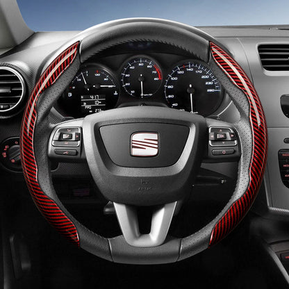 Suitable for Seat Carbon Fiber Texture Steering Wheel Cover with Segmented Quick-Release Design, Durable, for Models Such as Ibiza, Arona, Leon, Leon Sportstourer, Ateca, Etc., in Black, Blue, Red, Silver, and White by PDG ibma