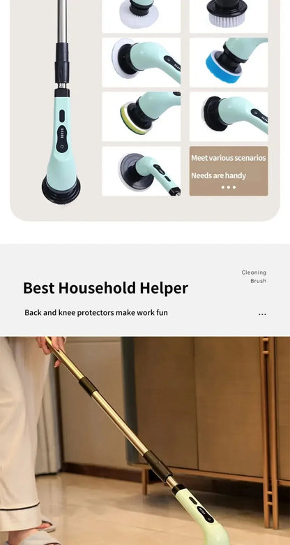 Cordless Multifunctional Electric Cleaning Brush - Spin Scrubber Portable Toilet Mop for Kitchen & Bathroom