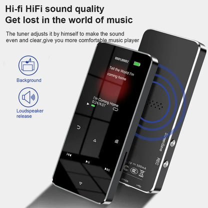 Mini 1.8 inch Metal Touch MP3 MP4 Music Player Bluetooth 5.0 Hifi Player Walkman Radio Video Play with 8/32GB Card E-book