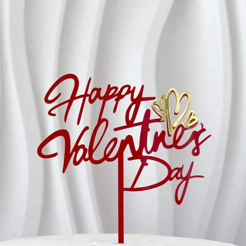 INS 14 Style Happy Valentine's Day Acrylic Cake Toppers Red Love Valentine's Day Cake Topper for  Valentine's Day Party Gifts
