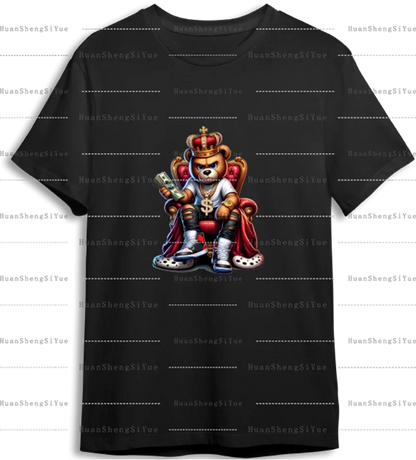 Teddy Bear Street Style Ironing Sticker Clothes DTF Fashion T-shirt Hoodie DIY Hot Transfer Printing Hot Sticker Waterproof