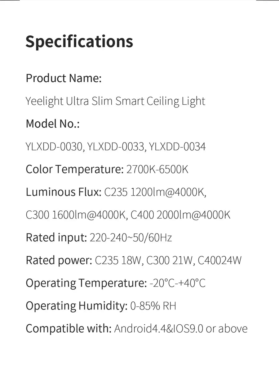 Global Version Yeelight Smart Ceiling Light RGB Wifi 18W/21W Dimmable 2700-6500K Ultra Slim Smart Voice Control Work with Mihome