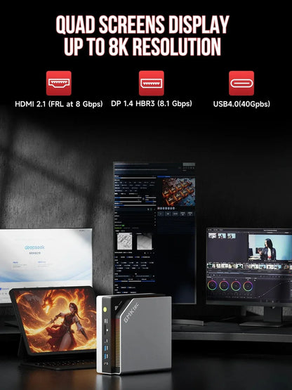 GMKtec EVO-X2 Next Gen AMD Strix Halo Al Mini PC AMD Ryzen AI Max+ 395 LPDDR5X 128GB/64GB/96GB WIFI7 BT5.4 Triple Cooling Fan