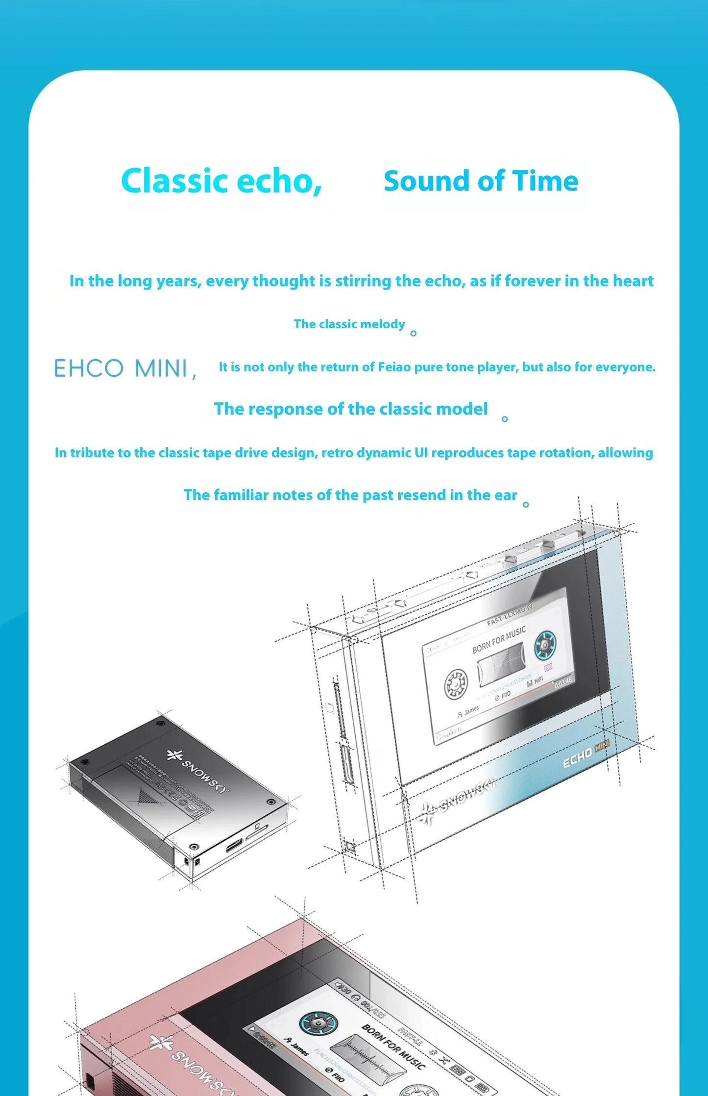 NEW Fiio Snowsky Echo Min Mp3 Walkman Pure Music Wireless Bluetooth Mp3 Lightweight Multi Format Playback Music noise reduction