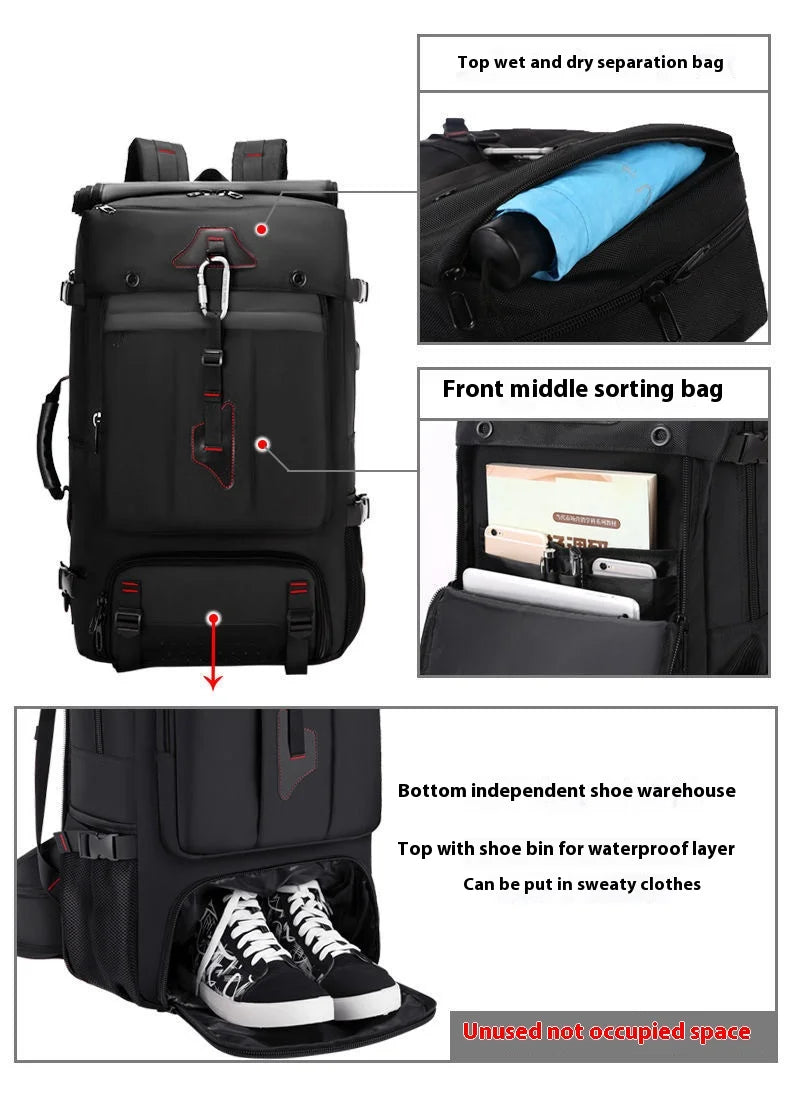 50L 70L Large Capacity Travel Backpack Luggage Sports Training Fitness Independent Shoes Storage Bag Laptop Bags