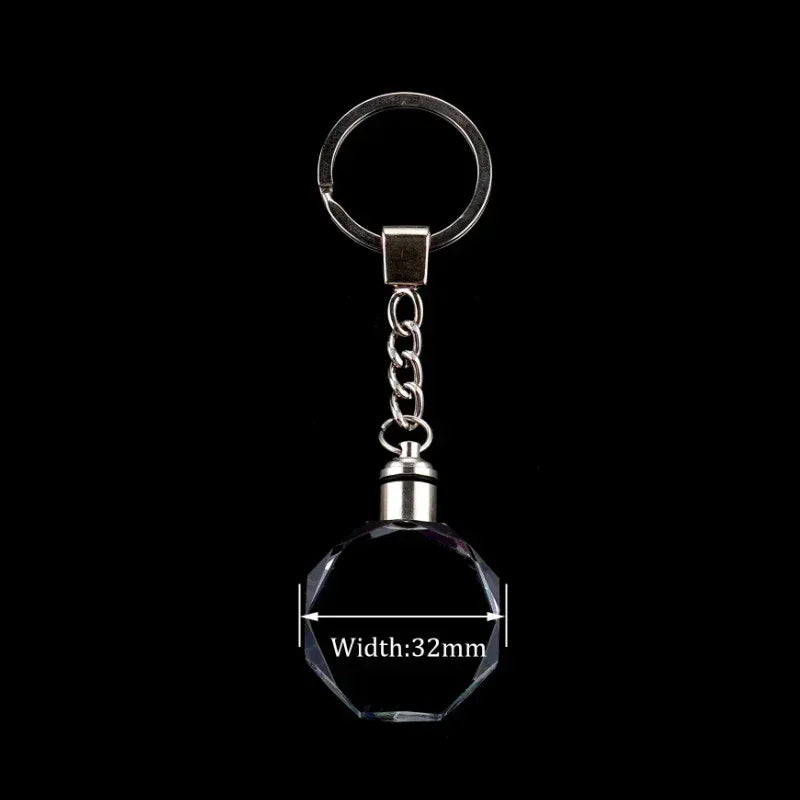 Crystal Keyring with LED Light inside Free Engrave any Design Crystal Blank Key Ring Custom Logo Family Photo DIY Birthday Gifts