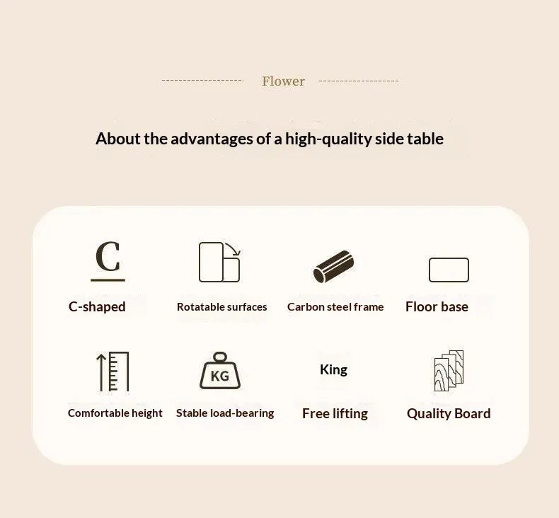 Adjustable Sofa Side Table Living Room Household Tea Table Small Coffee Table Bedroom Bedside Table Headboard Storage Rack