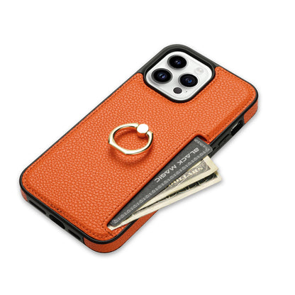 Leather Wallet Phone Case for iPhone Air 17 16 15 14 13 12 11 Pro Max XS XR X 7 8 Plus Ring Holder Card Solt Litchi Stand Cover