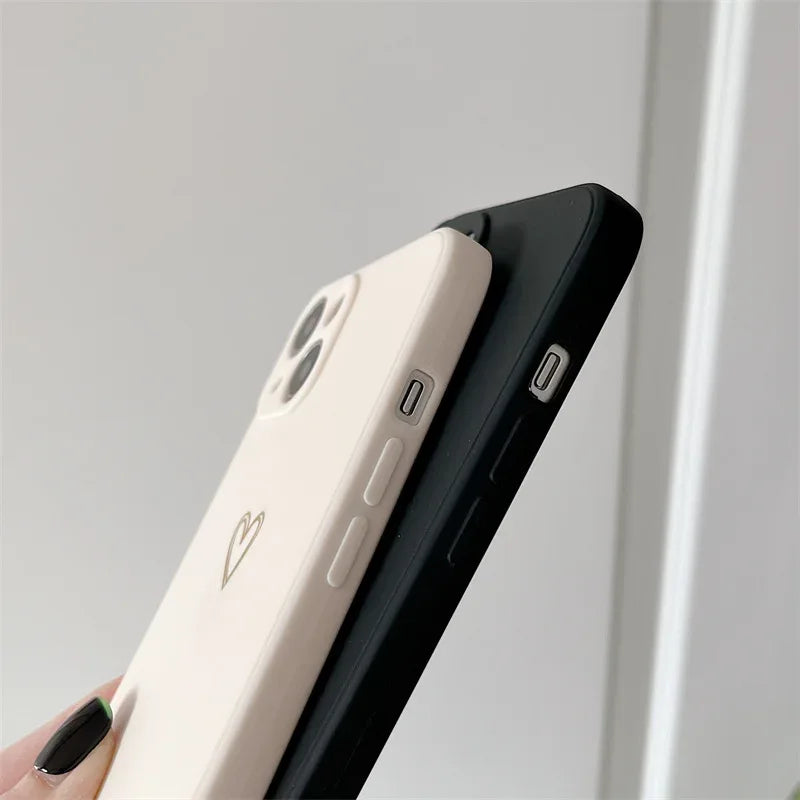 Crossbody Lanyard Silicone Phone Case For iPhone 15 14 11 12 13 Pro Max Mini 8 7 6 Plus 10 X Xr Xs Max SE 2020 Love Heart Cover