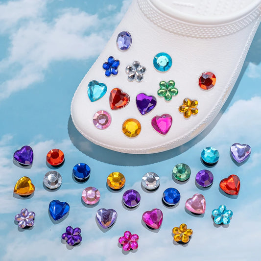 1PCS Bling Crystal PVC Shoe Charms Flower Heart Shaped Gem DIY Accessories Shoe Decorations Charms Transparent Diamond by PDG ibma