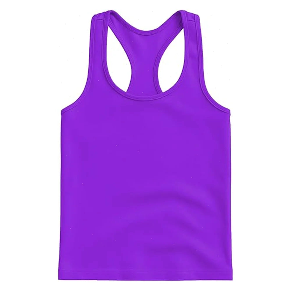 Boys Round Neck Sleeveless Stretch Undershirt Girls Seamless Cotton Wide Strap Racerback Tank Children Kids Vests 2T-14 Years