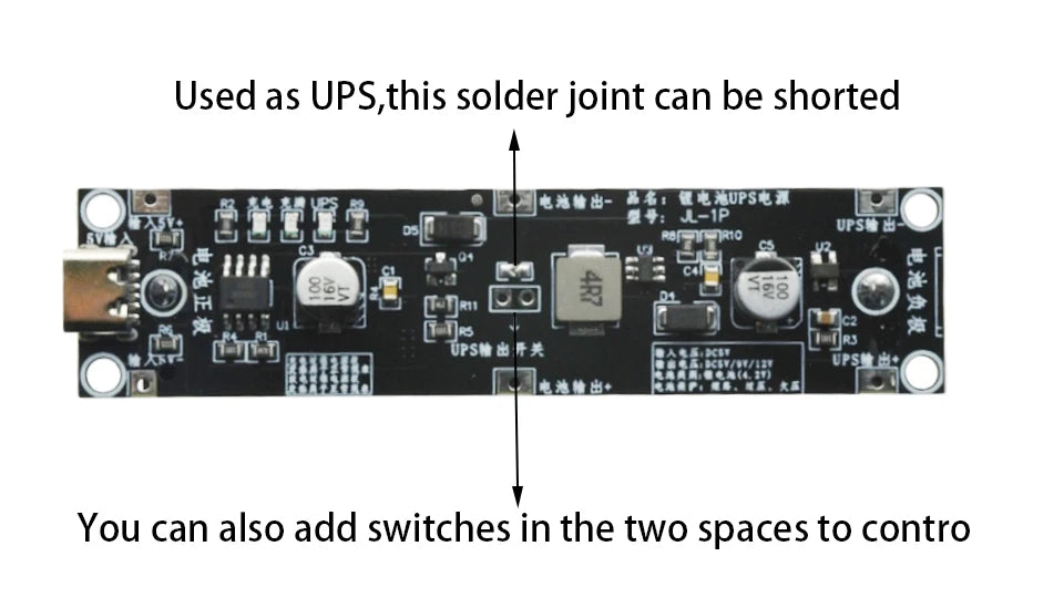 5V 9V 12V Type-C 18650 Lithium Battery Boost Step Up Module UPS Uninterruptible Power Supply Charge Discharge Same Time 1A