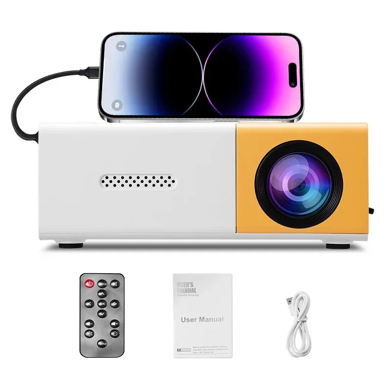 Compact Mini Projector, 320*240 Native Supporting 1080P USB Connectivity, Remote Included | Works with Smartphones, Tablets