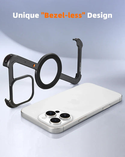 Eary Aluminum Alloy Z-Shape Phone Case for iPhone 16 Pro Max Metal Frameless Magnetic Bumper Minimalist Slim Protective Cover