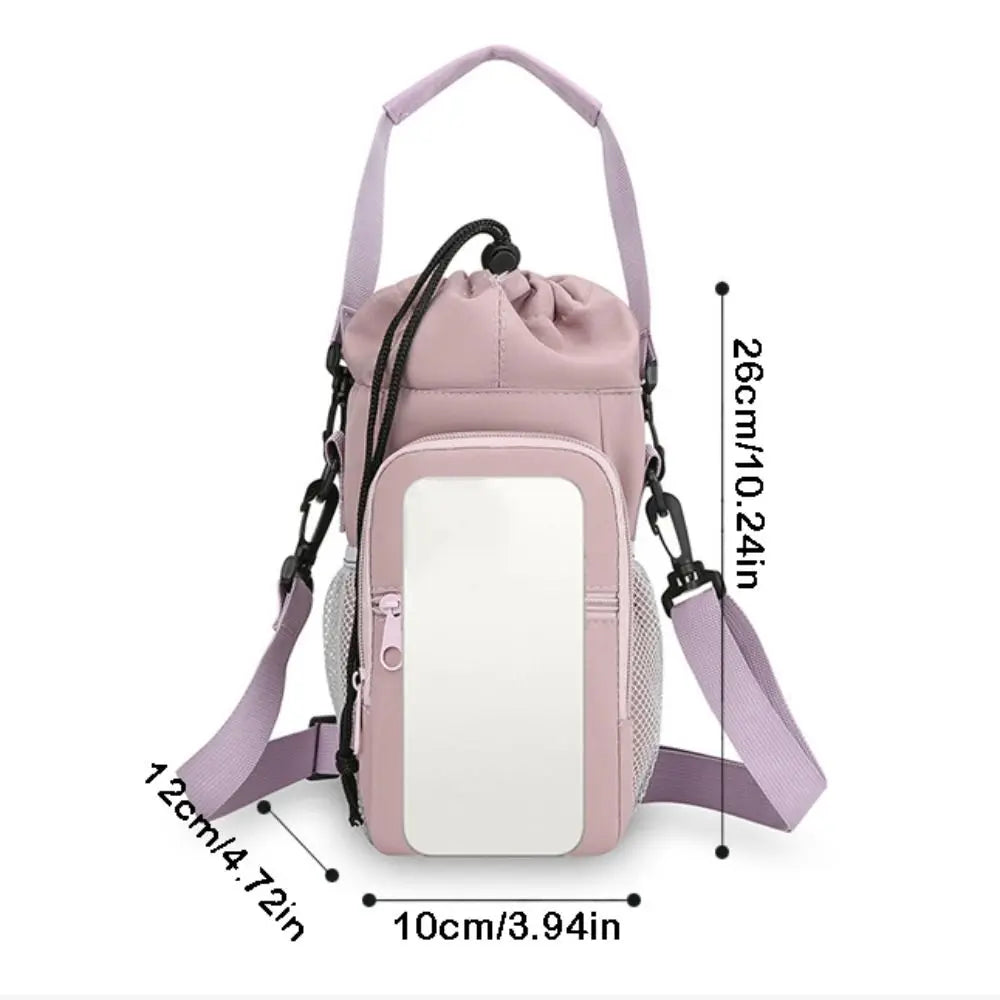 Universal Portable Water Bottle Bag Waterproof with Phone Pocket Insulated Cup Protective Cover Adjustable Strap Creative