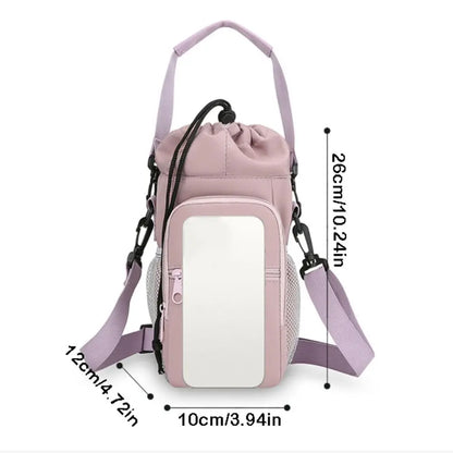 Universal Portable Water Bottle Bag Waterproof with Phone Pocket Insulated Cup Protective Cover Adjustable Strap Creative
