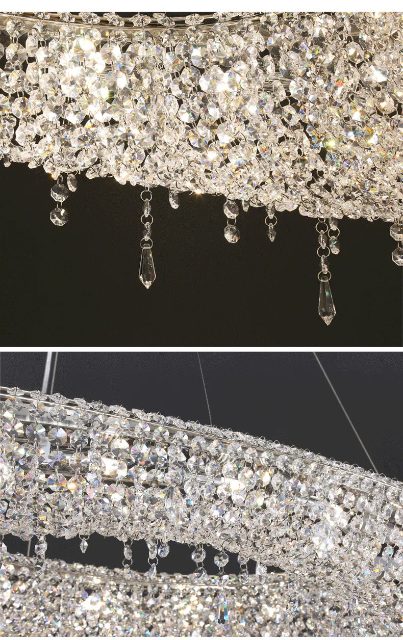 2025 Modern Luxury Round Oval Crystal Chandelier For Living Dining Room Chrome Luster LED Pendant Lights Hotel Duplex Villa Lamp