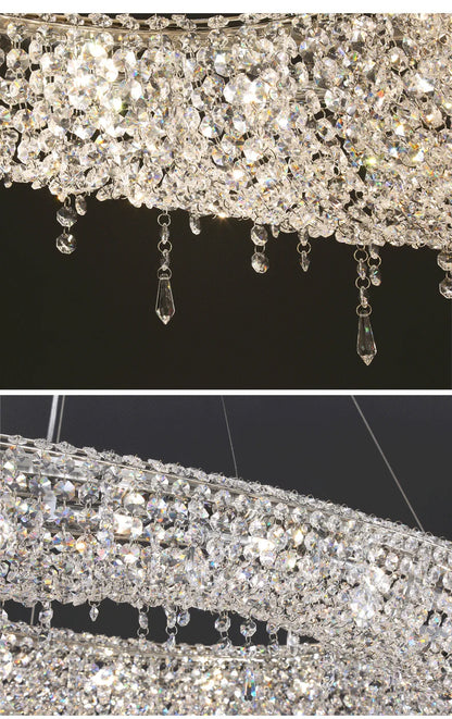2025 Modern Luxury Round Oval Crystal Chandelier For Living Dining Room Chrome Luster LED Pendant Lights Hotel Duplex Villa Lamp