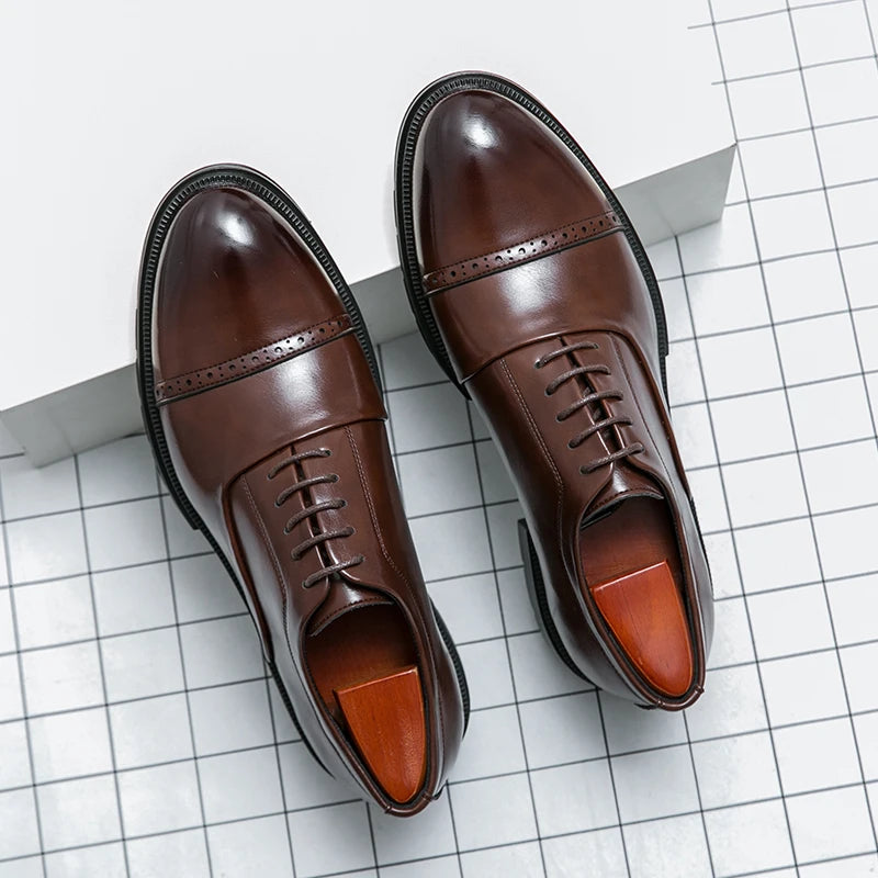 High Quality Brogues Wedding Leather Shoes Men Classic Formal Office Casual Business Shoes Man Social Oxford Men's Dress Shoes