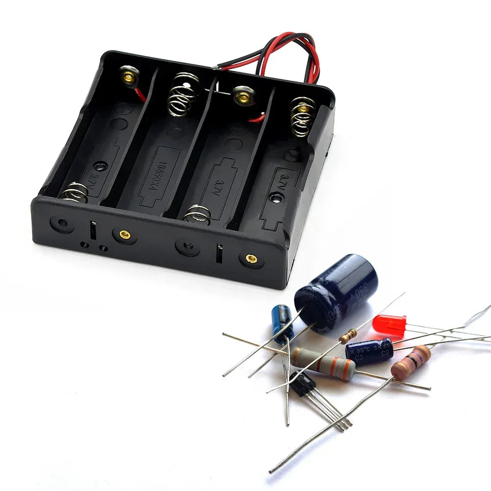 1 2 3 4 Slot DIY Batteries Clip Holder Container Plastic 18650 Holder Box with Wire Lead Black for 18650 3.7V Battery