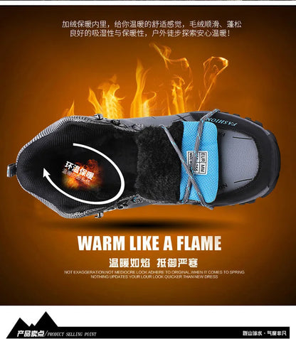 Brand Men Winter Snow Boots Waterproof Leather Sneakers Super Warm Men's Boots Outdoor Male Hiking Boots Work Shoes Size 39-47
