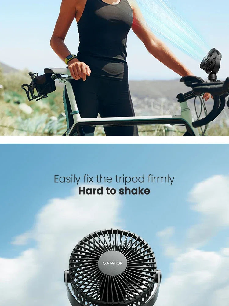 Battery Operated Small Clip on Fan, Detachable 3 Speed Rechargeable 360° Rotate Flexible Tripod Cooling Fan for Car Seat Crib