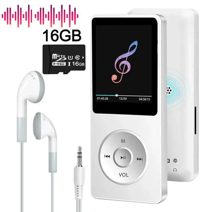 16GB MP3 Player USB Charging Record Digital Display Screen Media Lossless Pocket Sports Running Walking HIFI Music Speakers