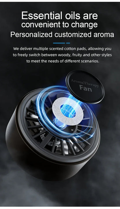 New car aromatherapy fan, USB cool seven color ambient lighting, three adjustable car fans, large truck van car fan