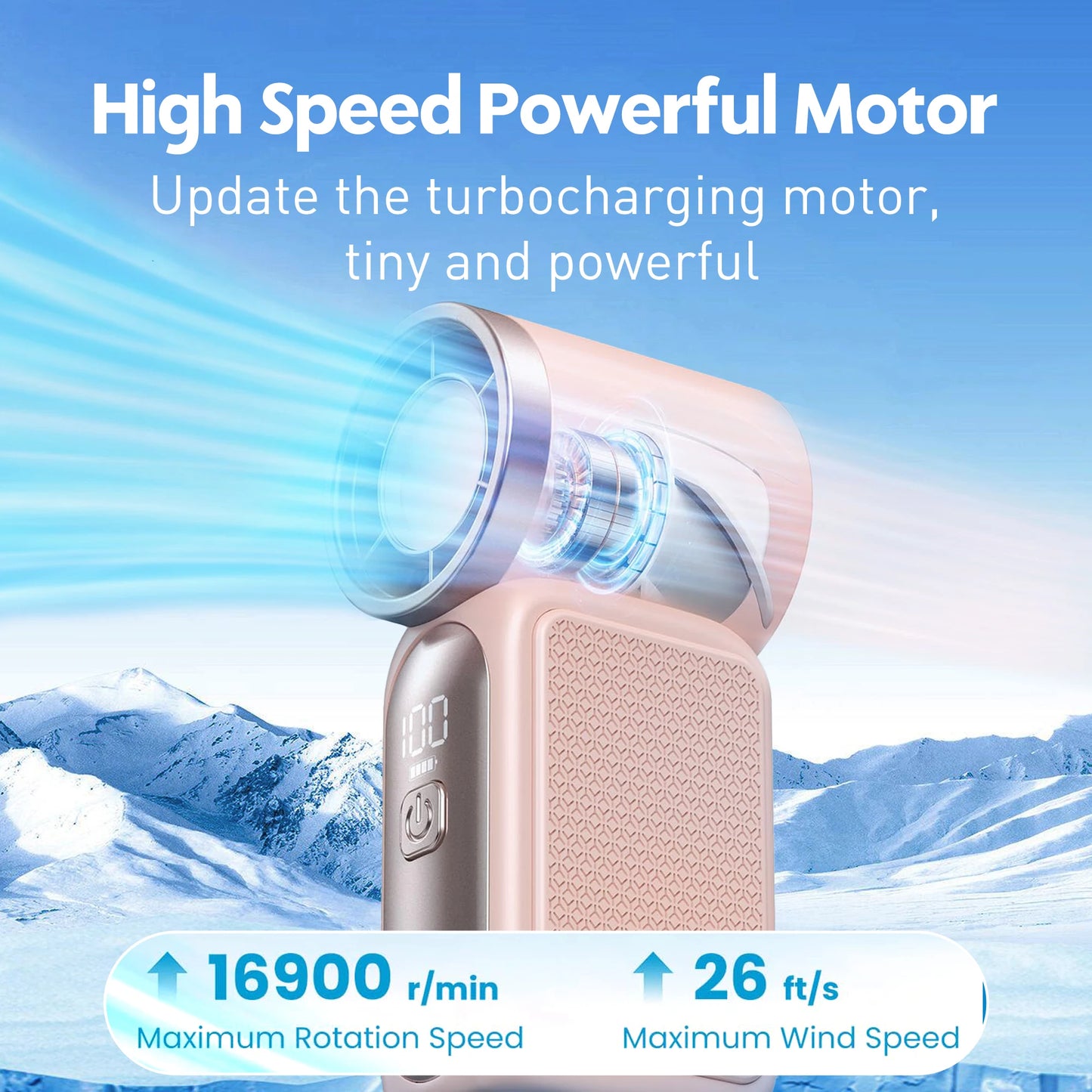 USB Rechargeable Mini Handheld Fan Ultra-Quiet Digital Display Small Electric Fan Powerful Wind Personal Cooling Fan With Light