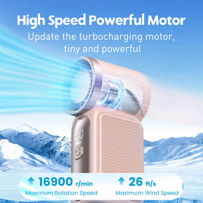 USB Rechargeable Mini Handheld Fan Ultra-Quiet Digital Display Small Electric Fan Powerful Wind Personal Cooling Fan With Light