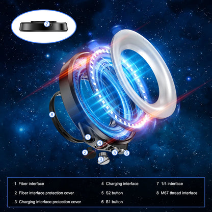 Seafrogs Universal 67mm Thread Ring Flash Light For Camera Phone Housing Waterproof Underwater Light Camera Ring Light
