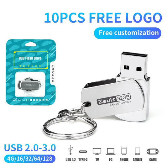 (over 10pcs Free Logo)Metal Flash Drive 4G 8G 32G Pendrive 64gb High Speed Memoria Usb Stick Waterproof Usb Pen Drives 1pcs 128g by PDG ibma