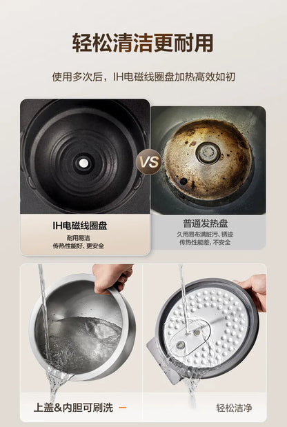 SUPOR 4L IH Ball Pot Rice Cooker Titanium Uncoated Non-Stick 316L Liner For 3-8 People 220V