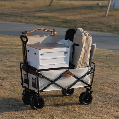 Heavy Duty Outdoor Folding Wagon Cart Large Capacity Collapsible Utility Wagon Trolley Portable Garden Beach Camping Equipment