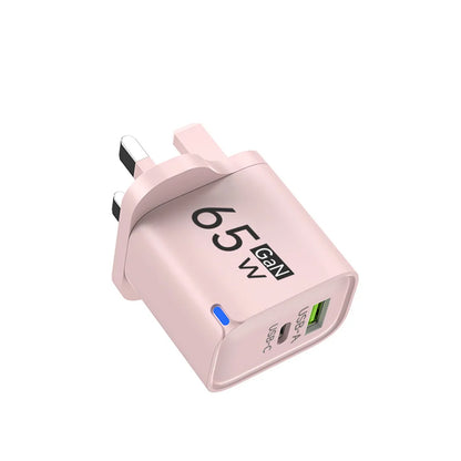 GaN 65W USB C Charger 3 Ports Quick Charge 3.0 QC3.0 Fast Charger Travel Wall Adapter for iPhone Samsung Xiaomi Huawei EU UK US
