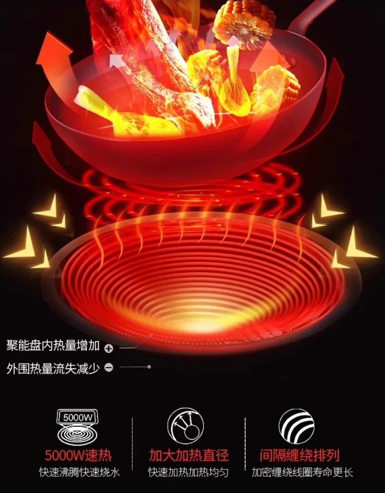 Commercial induction cooker household concave high-power 5000 cooking electric wok stainless steel electromagnetic stove