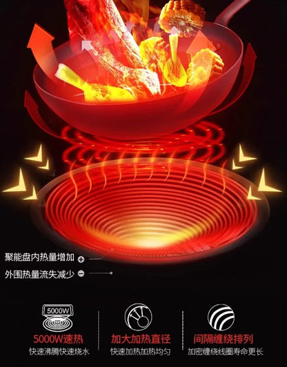 Commercial induction cooker household concave high-power 5000 cooking electric wok stainless steel electromagnetic stove