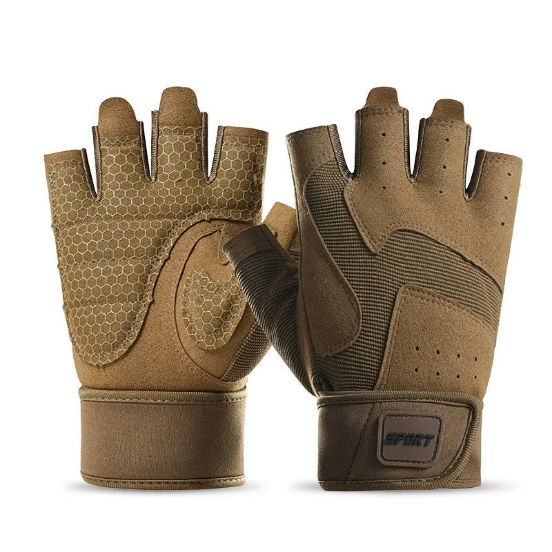 Half Finger Bodybuilding Gym Gloves Weightlifting Dumbbell Training Anti-Slip Fitness Gloves Crossfit Workout Exercise Men Women