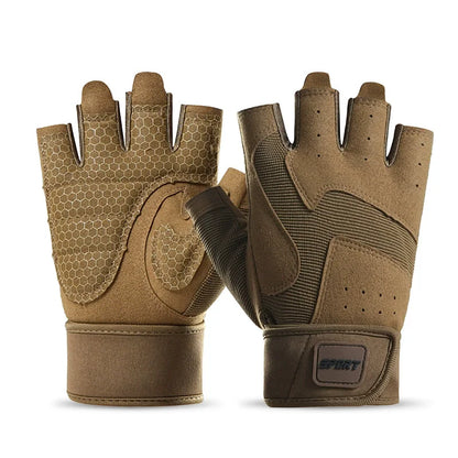 Half Finger Bodybuilding Gym Gloves Weightlifting Dumbbell Training Anti-Slip Fitness Gloves Crossfit Workout Exercise Men Women