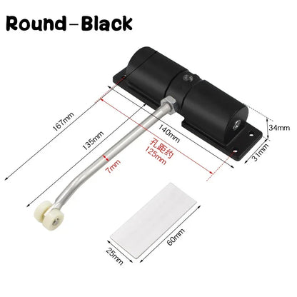 180 Degree Automatic Door Closer Metal Adjustable Heavy Duty Safety Spring Silence Durable Convert Hinged Door Interior Exterior
