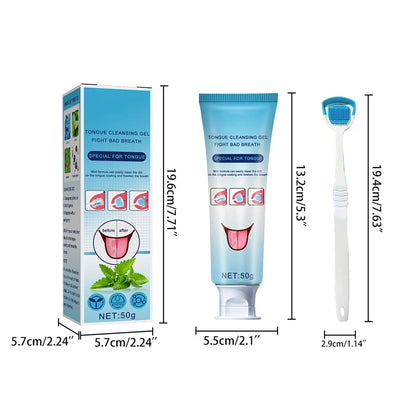 Tongue Cleaning Gel Set Effective Tongue Cleaner Gel Orals Cleaner Set Mint Tongue Scraper & Scrubber Effective Mouth Odor