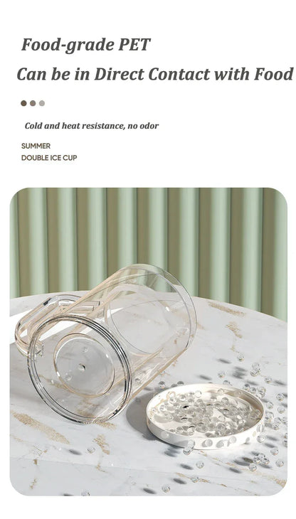 Double Wall Gel Frosty Freezer Ice Mugs Beer Mug with Handles Transparent Whiskey Glasses for Bar Outdoor Drinking Glasses