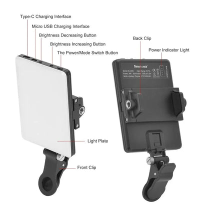 Mobile Phone Fill Light 3 Modes Adjustable Type-C USB Dual Port Charging Fill Lamp For Live Streaming Selfie Video Conferencing