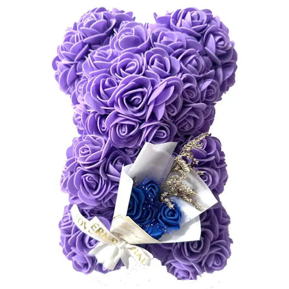 Hot 25cm Foam Rose Bear Desktop Ornament Gift Valentine's Day Home Wedding Party Fake Flower Decoration Figurine Atmosphere Prop
