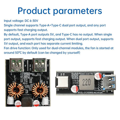 PD140W/PD100W Fast Charging Desktop Charger Module Full Protocol DIY Motherboard Single-Channel Dual-Channel Charger Module
