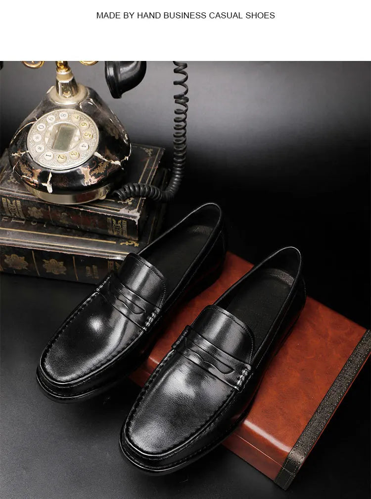 Vintage Top Layer Genuine Leather Slip on Loafers Breathable Moccasins Driving Design Casual Cowhide Shoes for Men