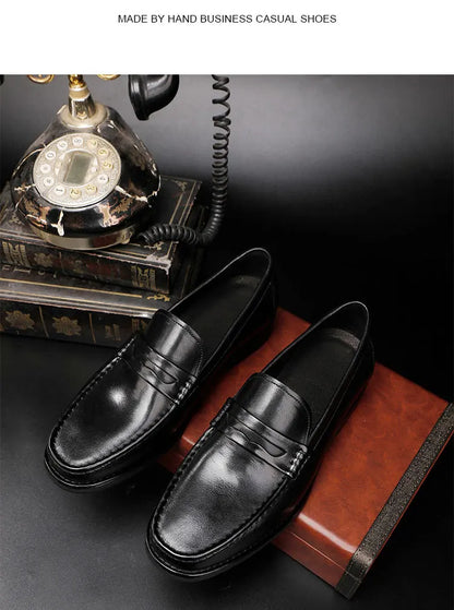 Vintage Top Layer Genuine Leather Slip on Loafers Breathable Moccasins Driving Design Casual Cowhide Shoes for Men